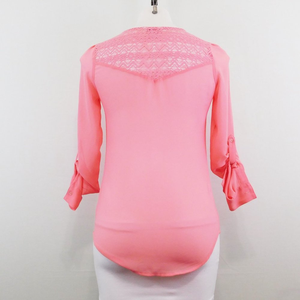 Candie's Women Pink Sheer Top Shirt - Picture 2 of 5